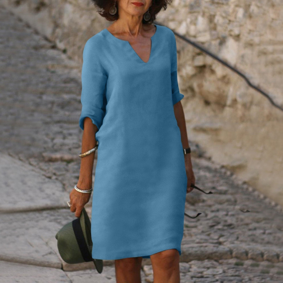 Women's 3/4 Sleeve Shift Midi Dress