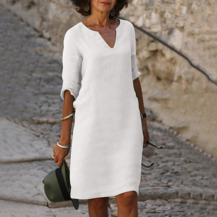 Women's 3/4 Sleeve Shift Midi Dress