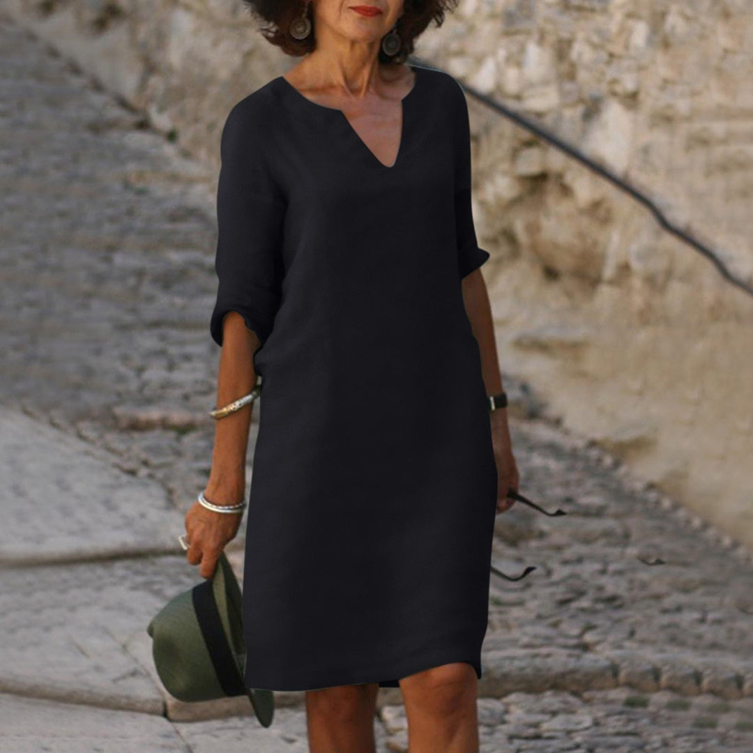 Women's 3/4 Sleeve Shift Midi Dress