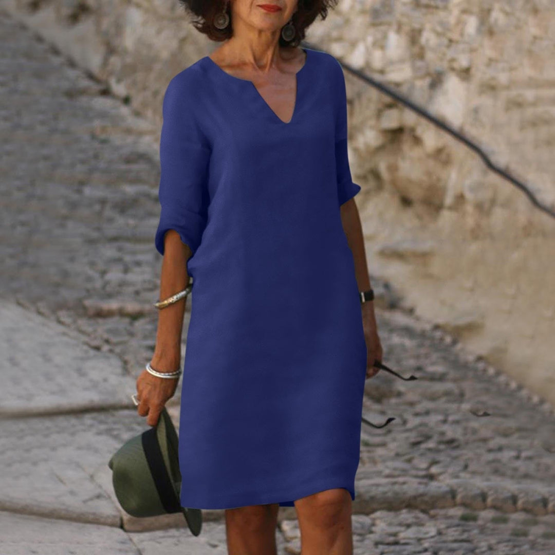 Women's 3/4 Sleeve Shift Midi Dress