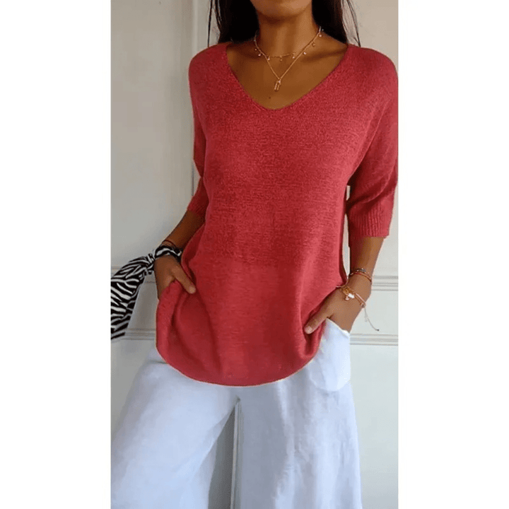 Women's V-Neck 3/4 Sleeve Top
