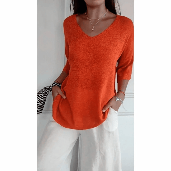 Women's V-Neck 3/4 Sleeve Top