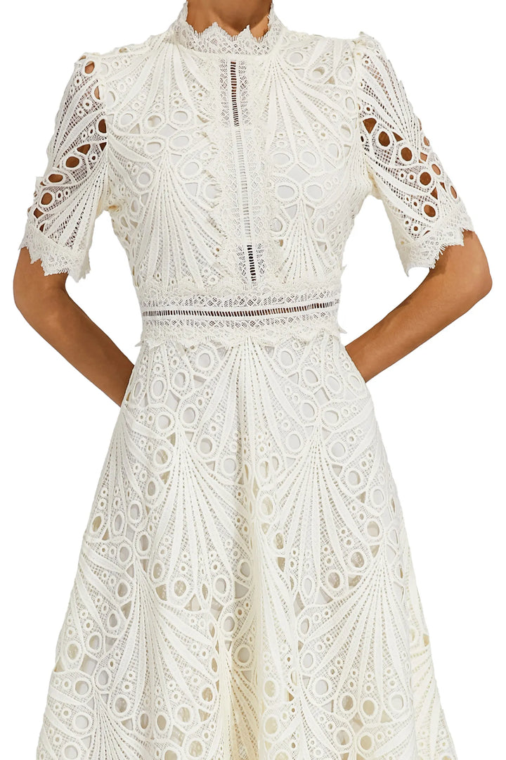 Lace Midi Dress for Women - A-Line - Fit and Flare