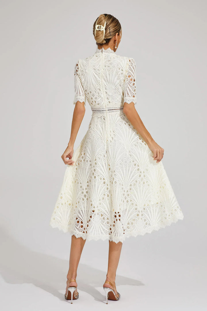 Lace Midi Dress for Women - A-Line - Fit and Flare