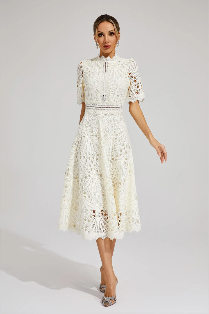 Lace Midi Dress for Women - A-Line - Fit and Flare