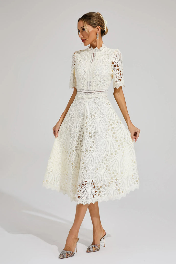 Lace Midi Dress for Women - A-Line - Fit and Flare