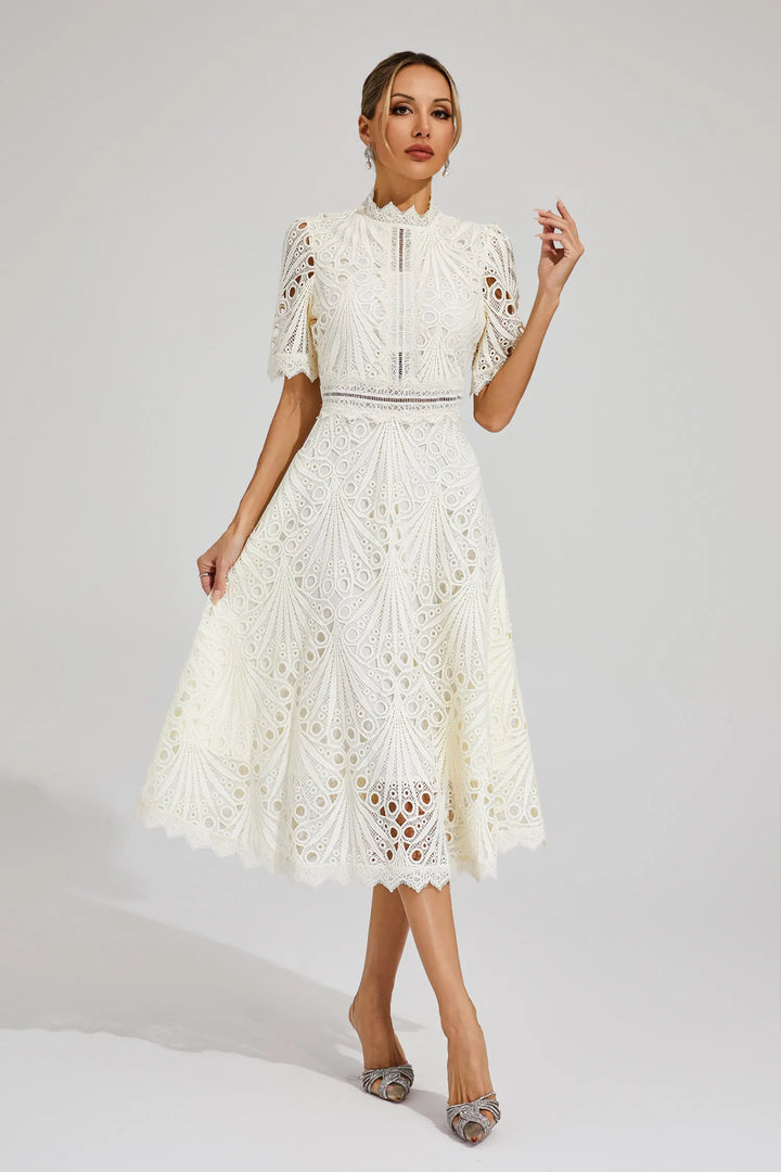 Lace Midi Dress for Women - A-Line - Fit and Flare