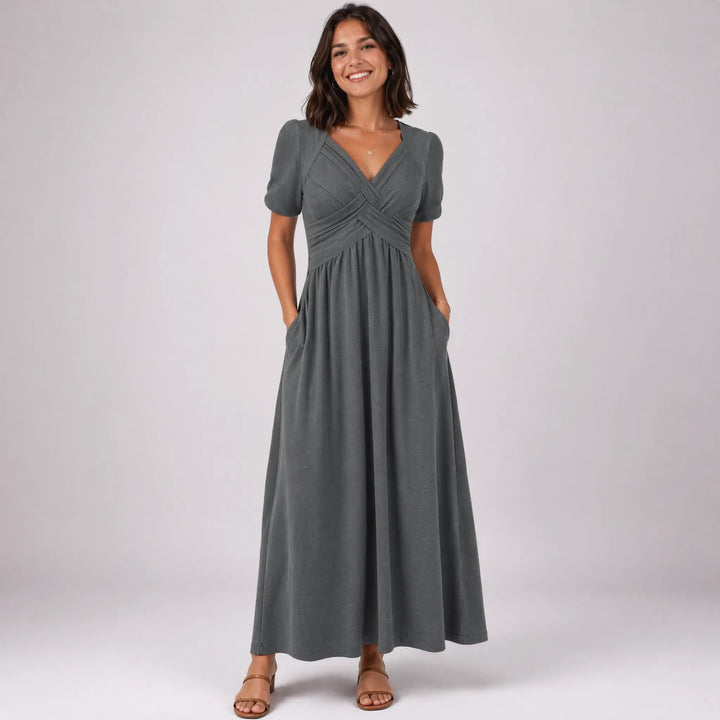 AuraDress - Short Sleeve Midi Dress