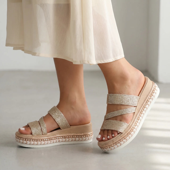 Aurelva - Glitter Strap Platform Sandal