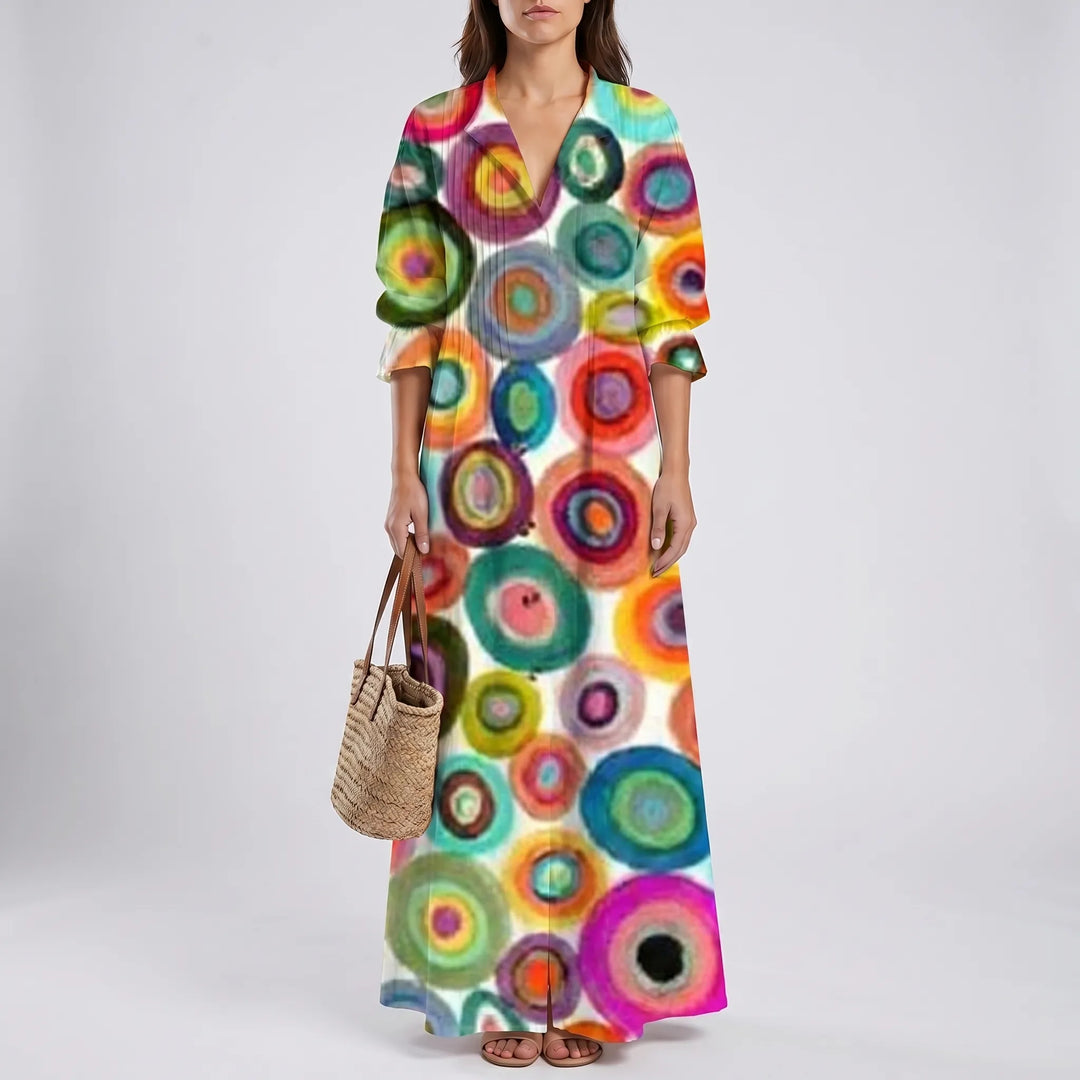 Breezara - Button-Down Botanical Dress