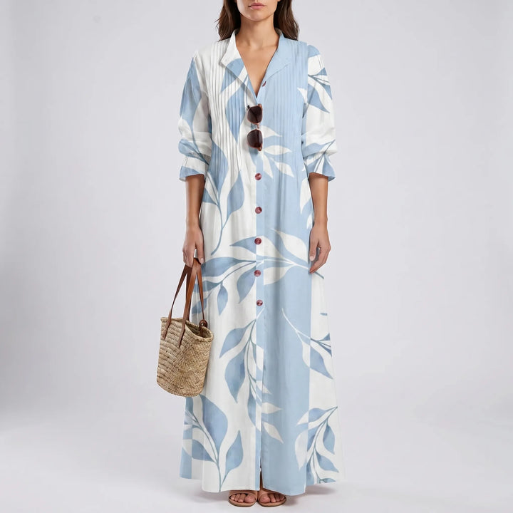 Breezara - Button-Down Botanical Dress