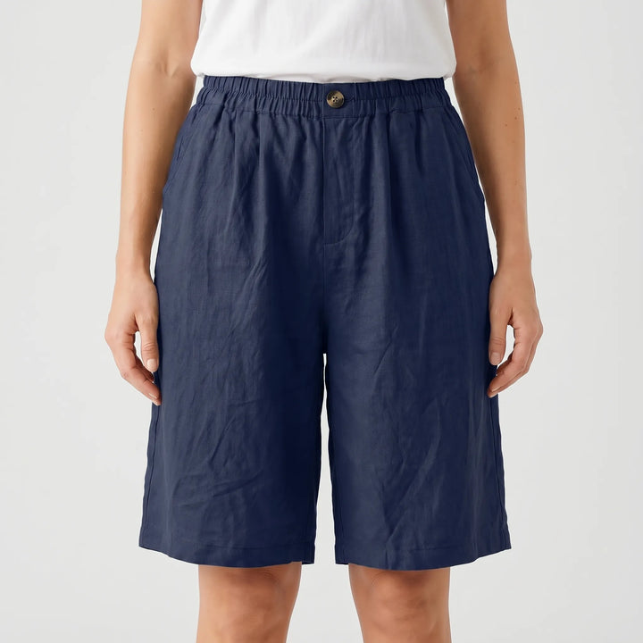 Breezon - Relaxed Mid-Thigh Elastic Waist Shorts