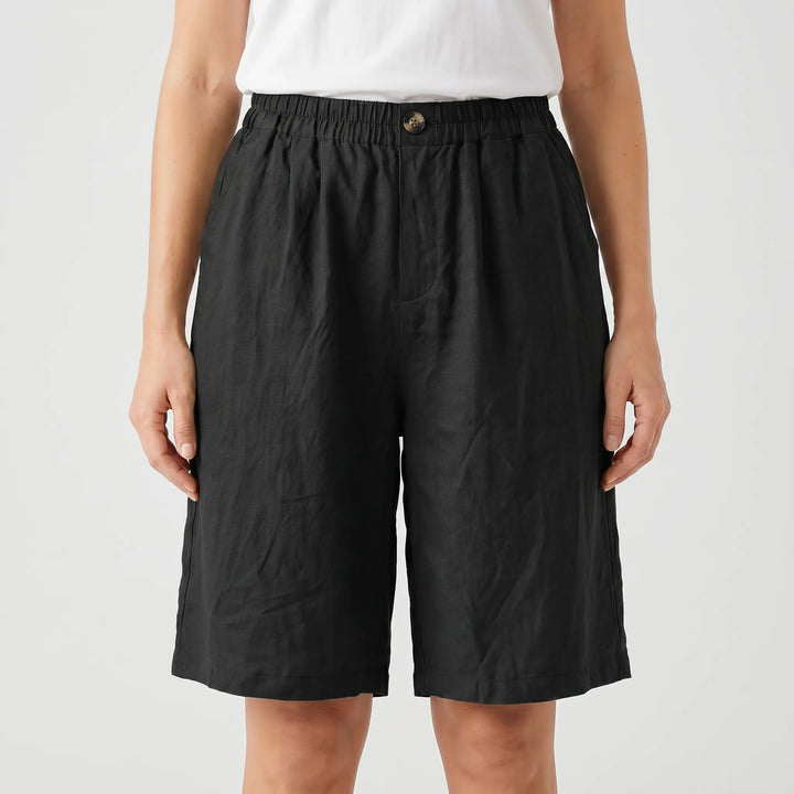 Breezon - Relaxed Mid-Thigh Elastic Waist Shorts