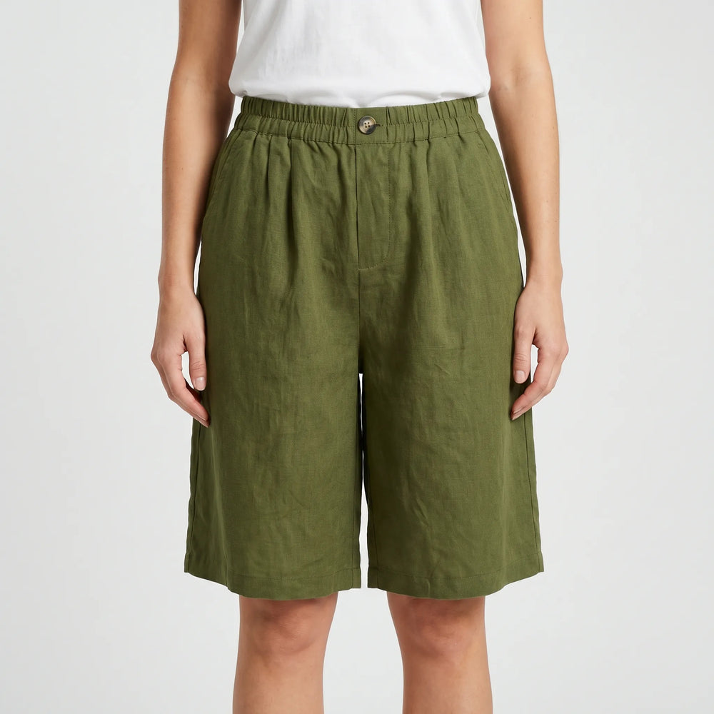 Breezon - Relaxed Mid-Thigh Elastic Waist Shorts