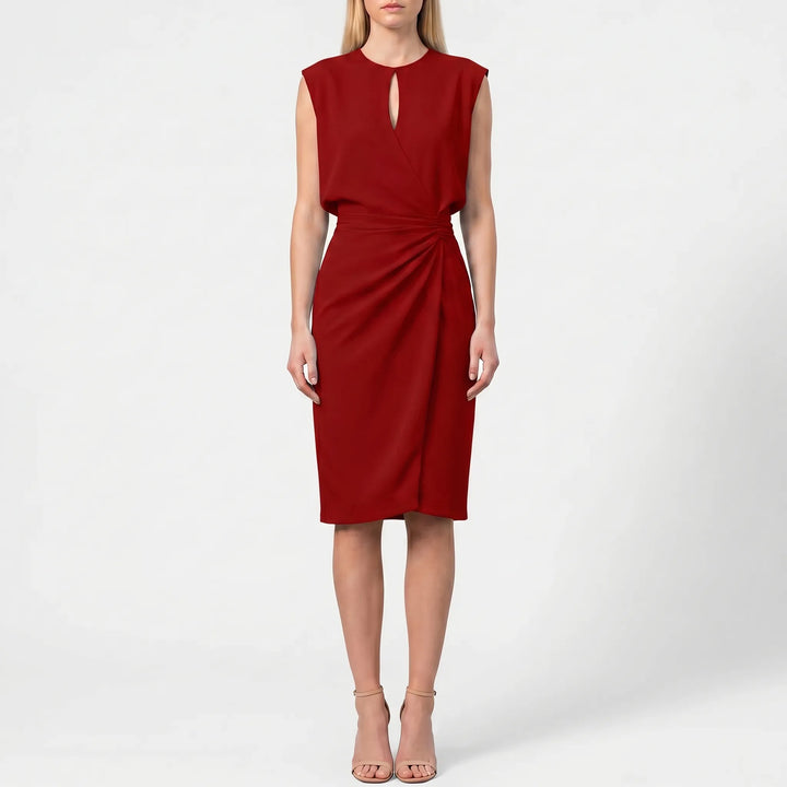 Clarvene - Sleeveless Ruched Midi Dress