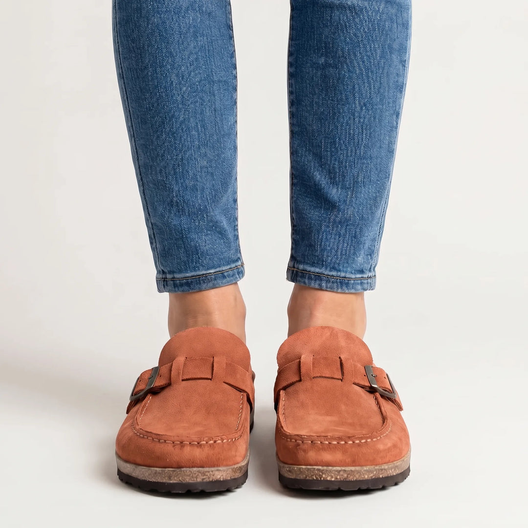 Clovina - Cushioned Slip-On Clog With Buckle Detail