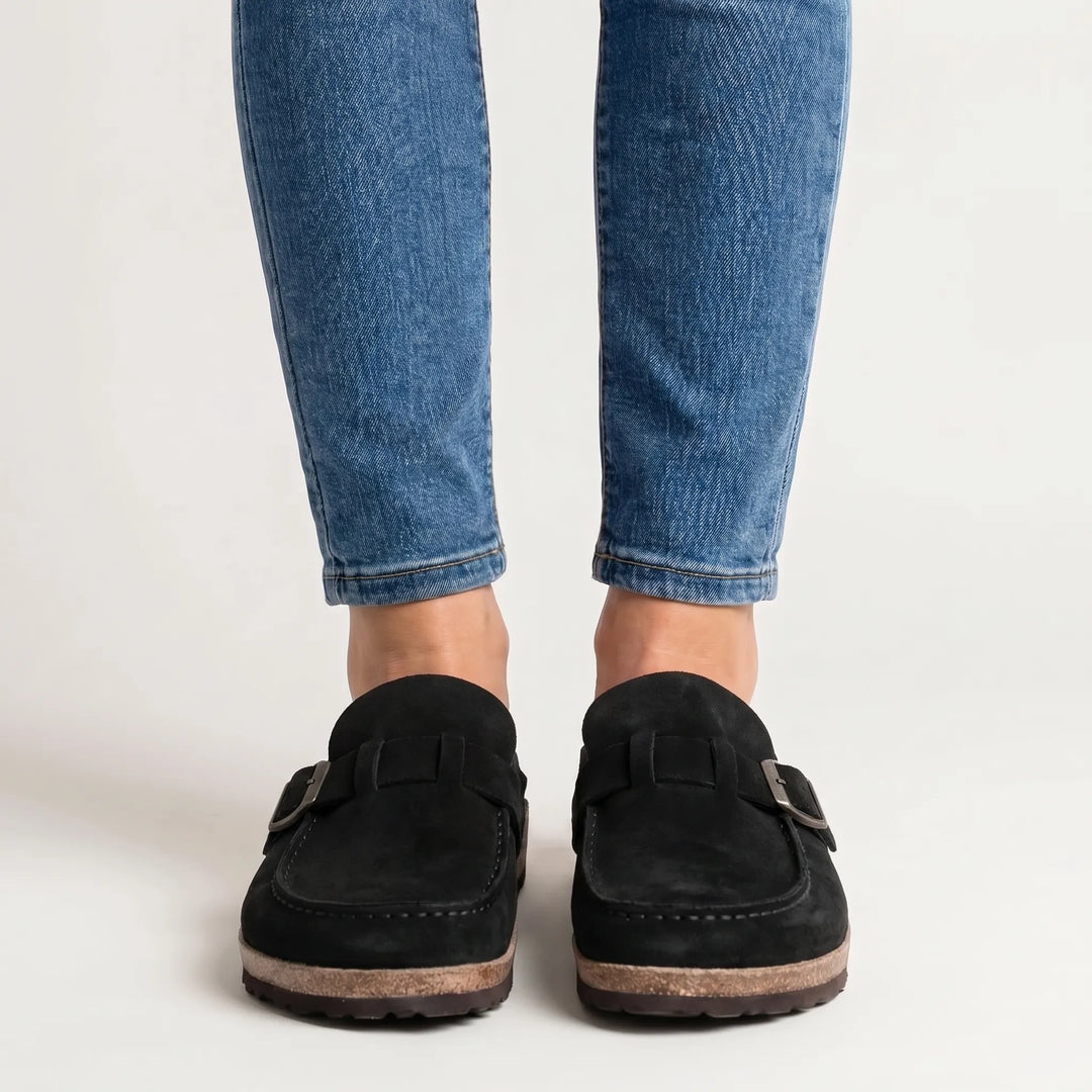 Clovina - Cushioned Slip-On Clog With Buckle Detail
