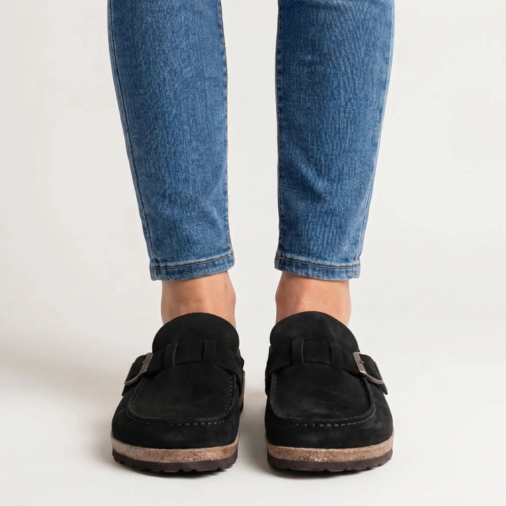 Clovina - Cushioned Slip-On Clog With Buckle Detail