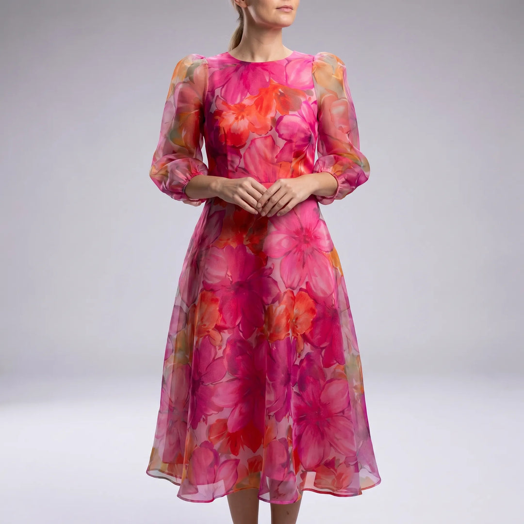 Floralia - Sheer Sleeve Floral Midi Dress