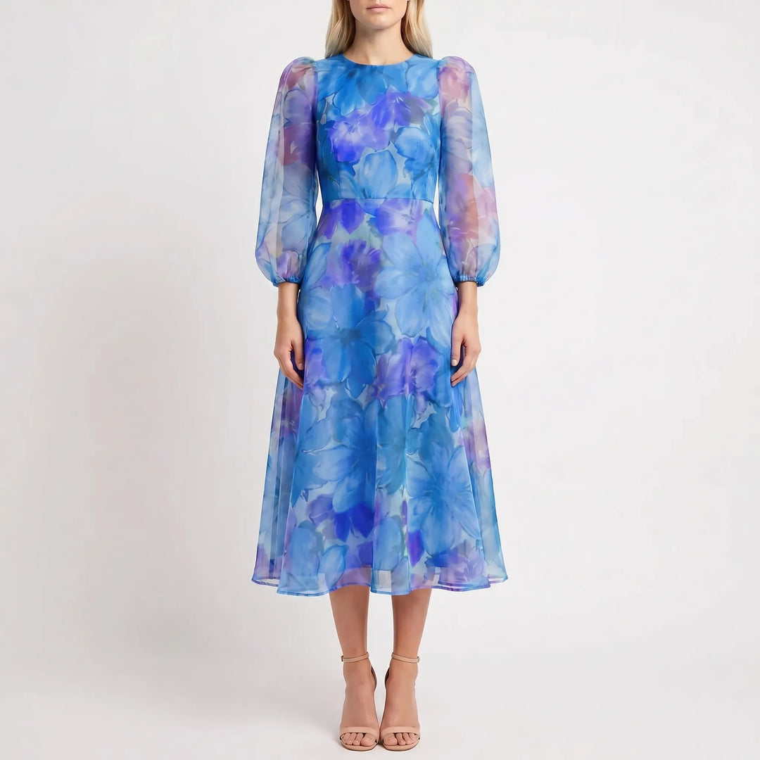 Floralia - Sheer Sleeve Floral Midi Dress