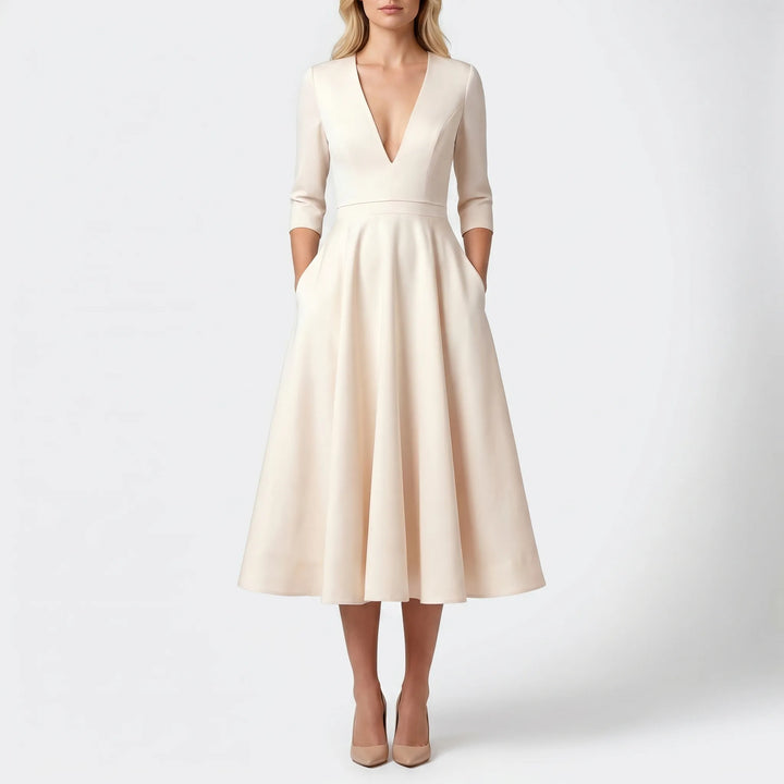 Floravel - Flared Midi Dress For Occasions