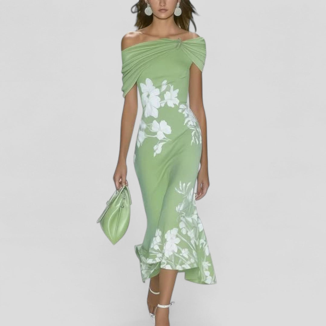 Floravia - Off-Shoulder Floral Midi Dress