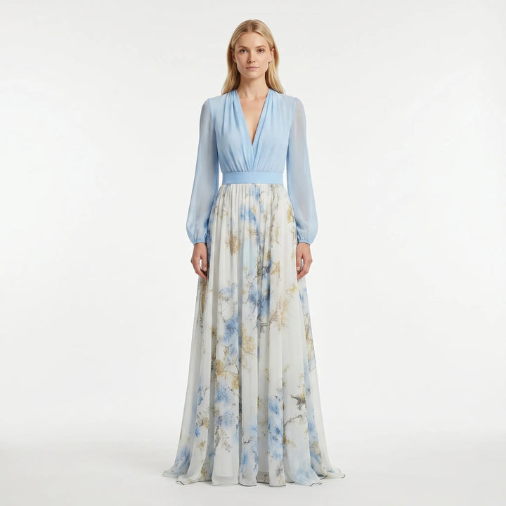 Florielle - Floral Maxi Dress With V-Neckline