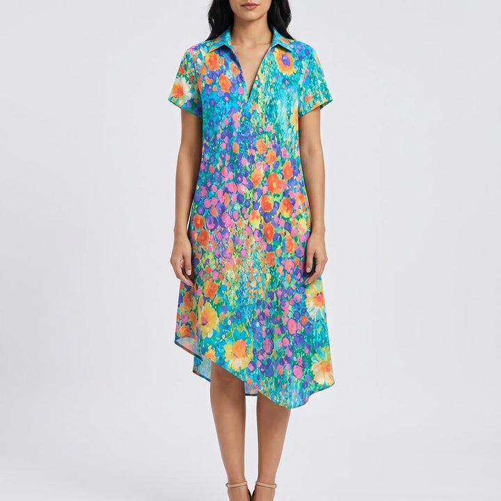 Florwyn - Bohemian Floral Print Midi Dress
