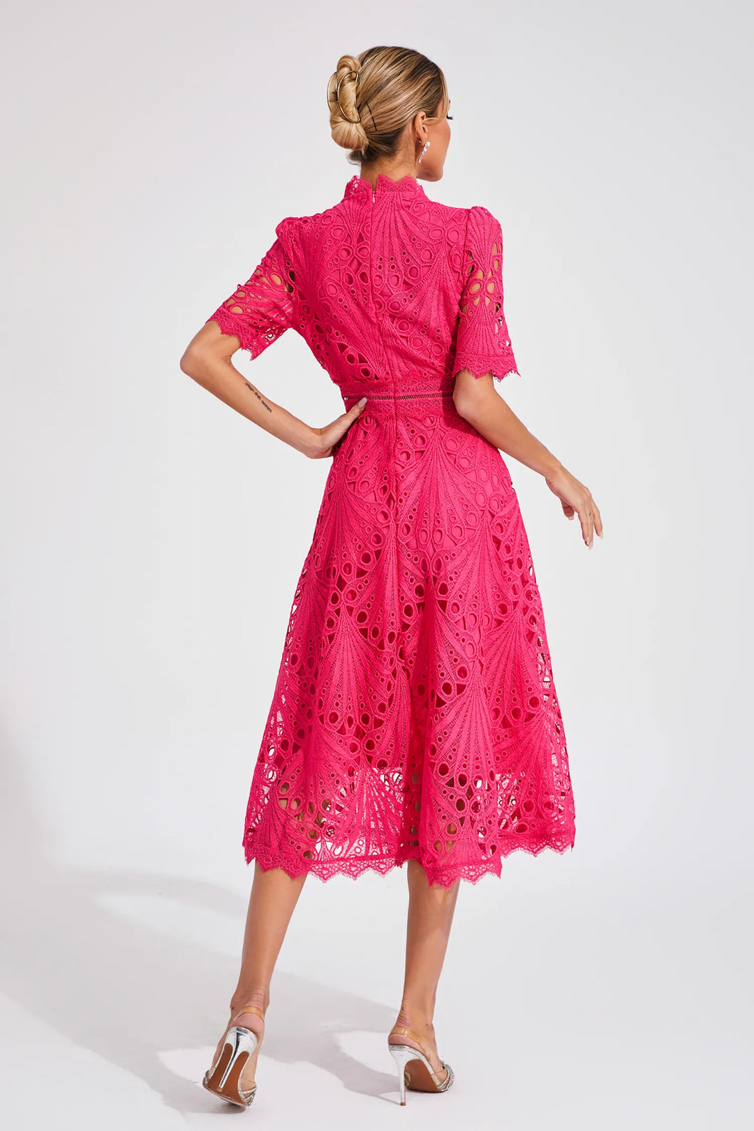 Lace Midi Dress for Women - A-Line - Fit and Flare