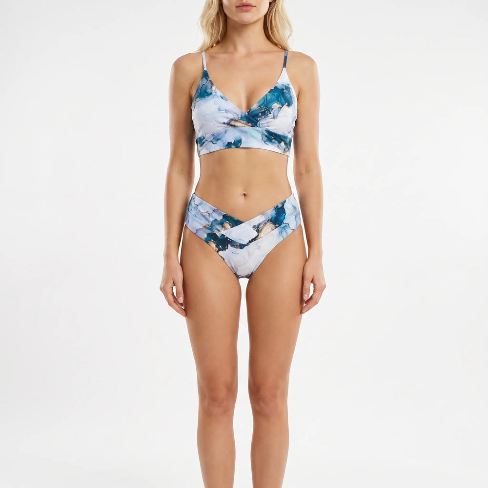 Marblique - Marble Print Crossover Bikini Set