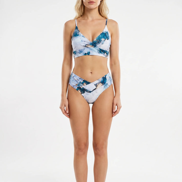 Marblique - Marble Print Crossover Bikini Set