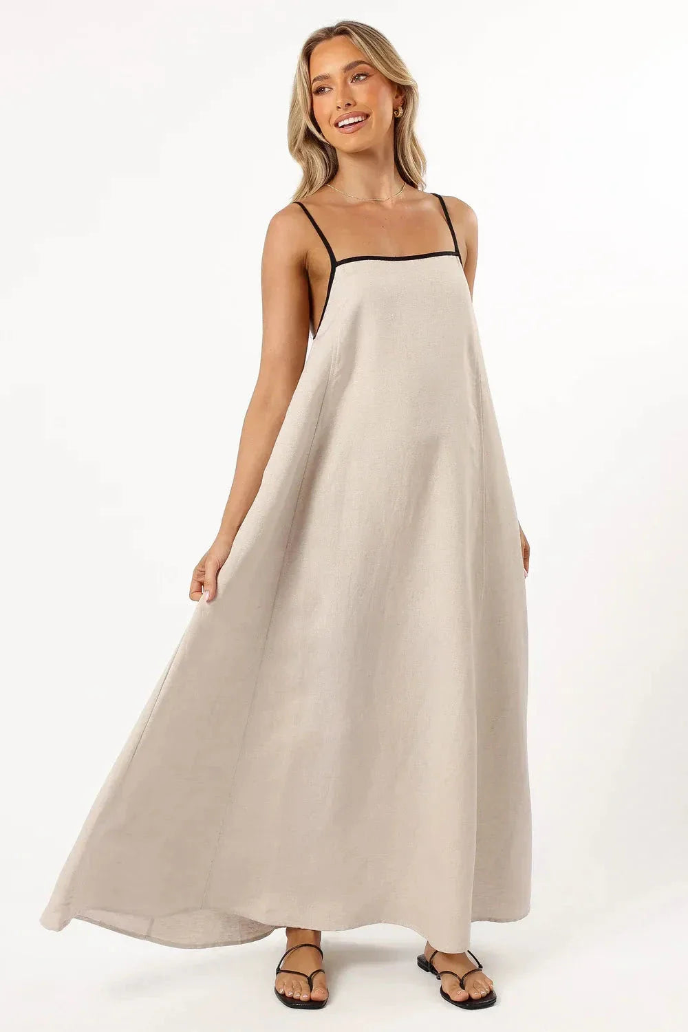 Women’s A-line Dress with Suspender Straps and Maxi Length