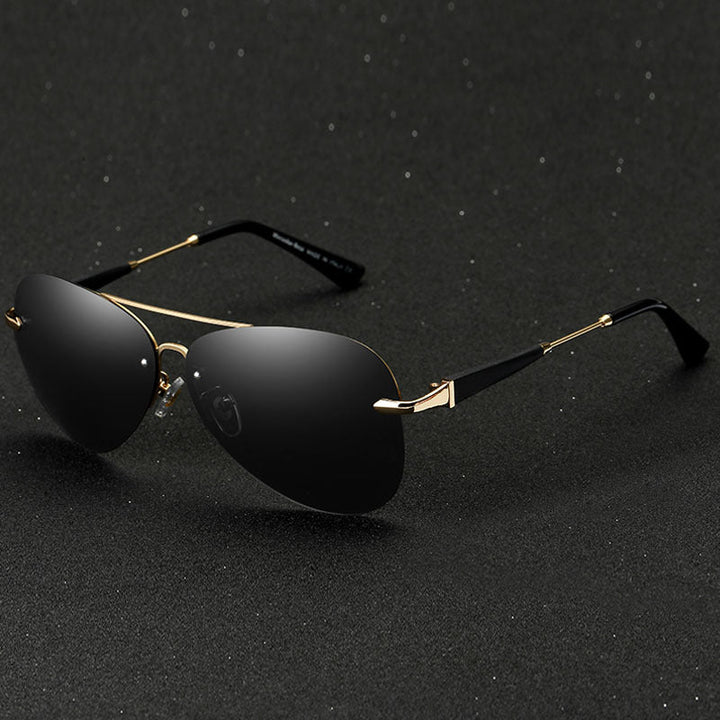 Men’s Aviator Sunglasses with Polarized Lenses and Black Frame