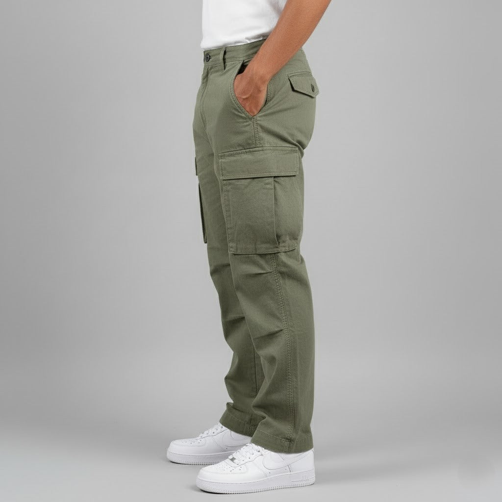 Men’s Cargo Pants with Side Pockets and Relaxed Fit