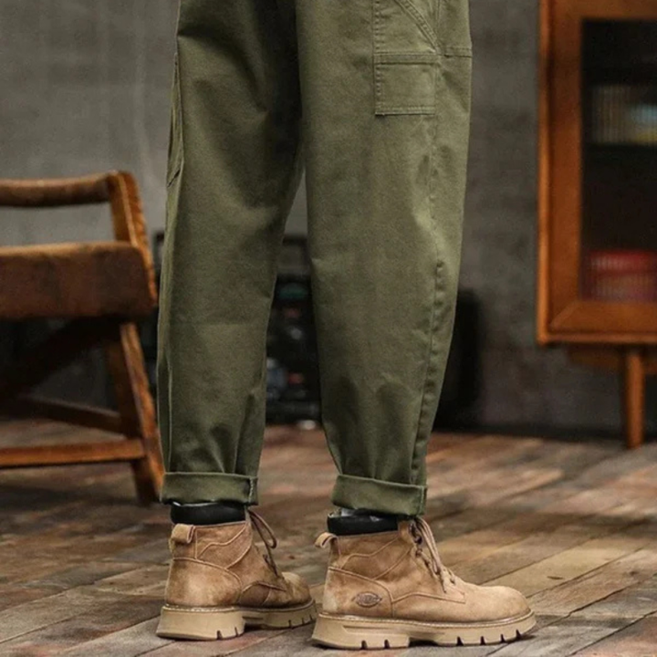 Men’s Cargo Relaxed Pants with Flap Pockets and Drawstring Waist
