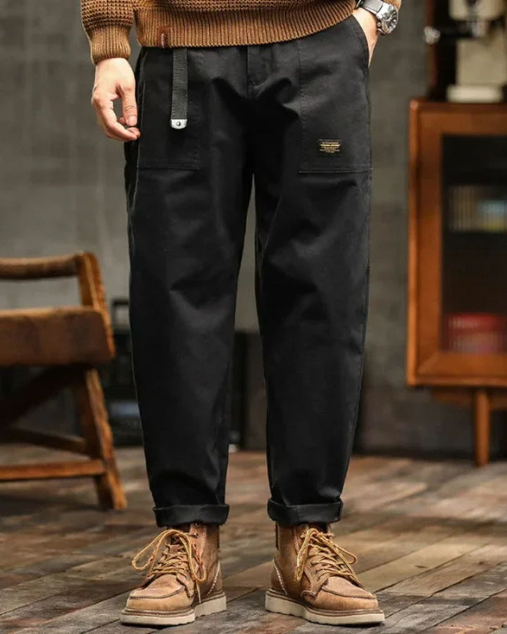 Men’s Cargo Relaxed Pants with Flap Pockets and Drawstring Waist