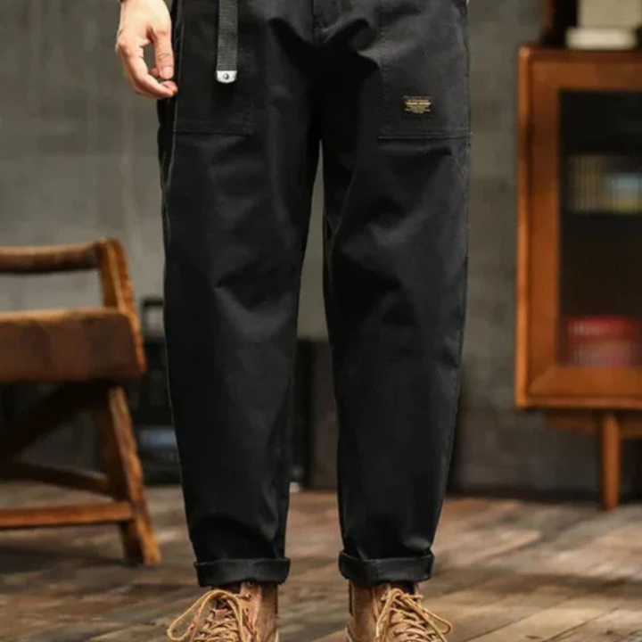 Men’s Cargo Relaxed Pants with Flap Pockets and Drawstring Waist