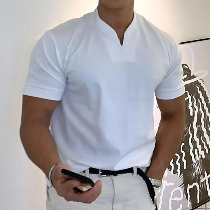 Men’s Casual Polo Shirt with Modern Collar and Short Sleeves