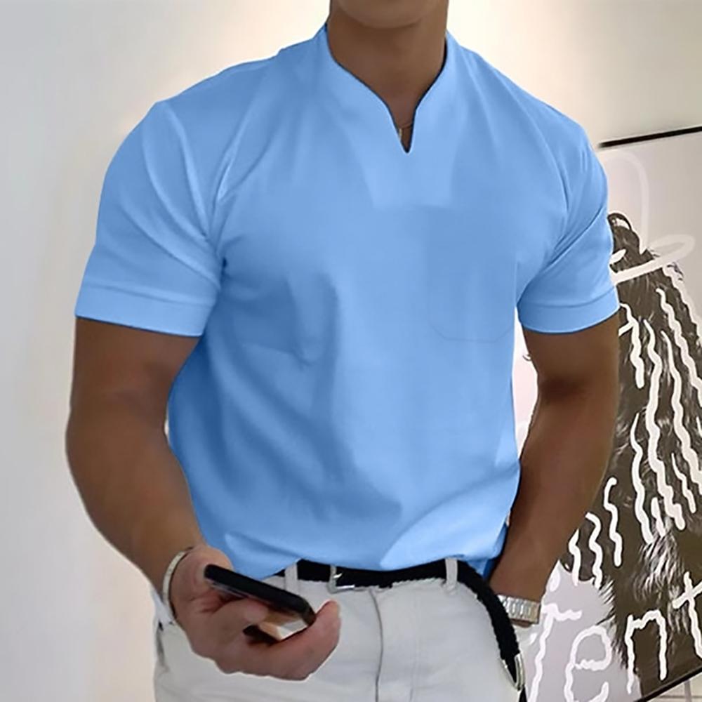 Men’s Casual Polo Shirt with Modern Collar and Short Sleeves