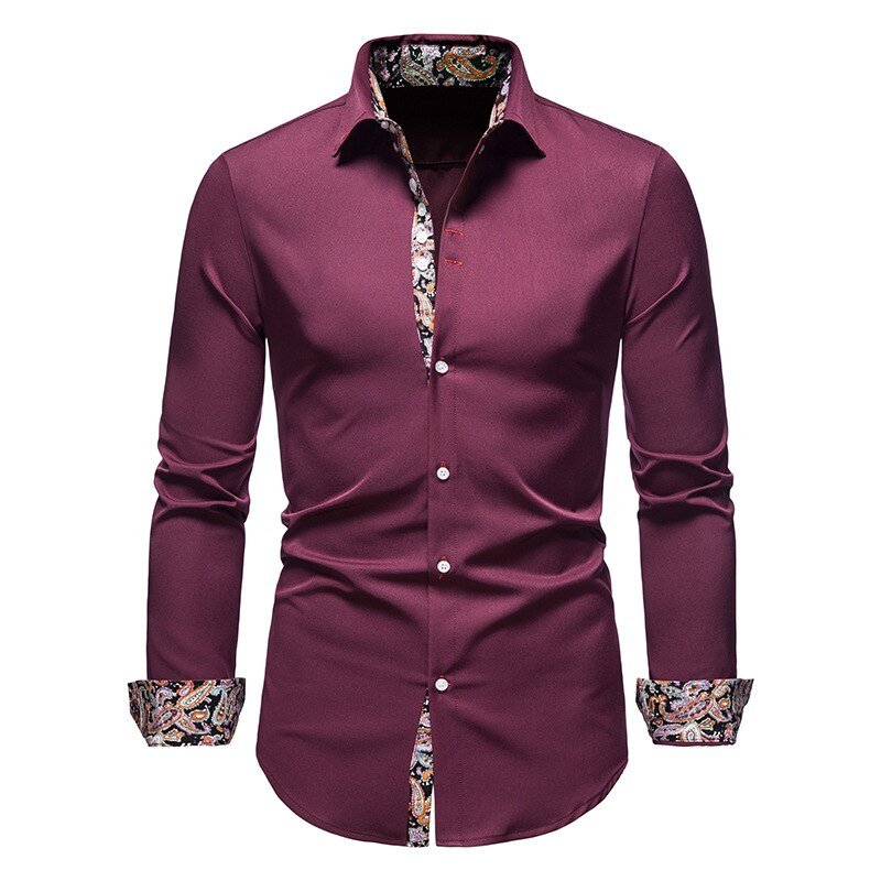 Men’s Long Sleeve Shirt with Classic Fit and Floral Detailing