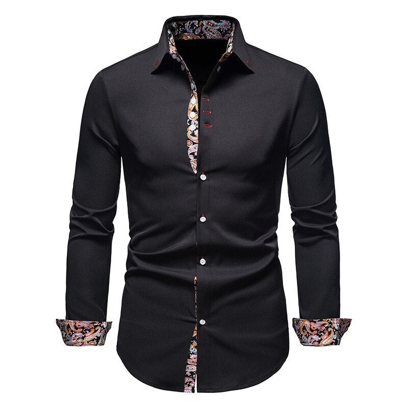 Men’s Long Sleeve Shirt with Classic Fit and Floral Detailing
