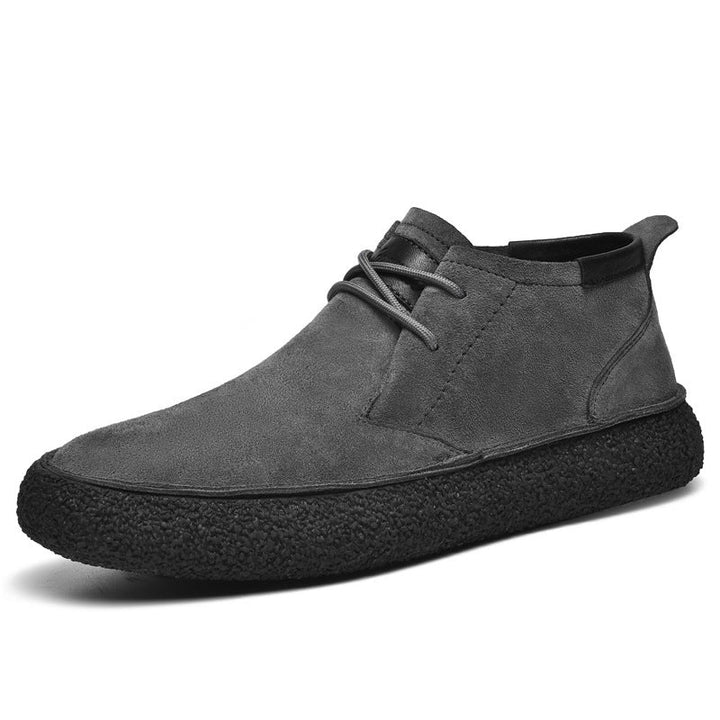 Men’s Mid-Top Loafers with Lace-Up Closure and Textured Sole