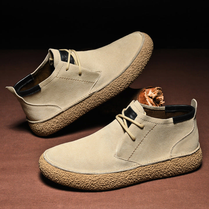 Men’s Mid-Top Loafers with Lace-Up Closure and Textured Sole