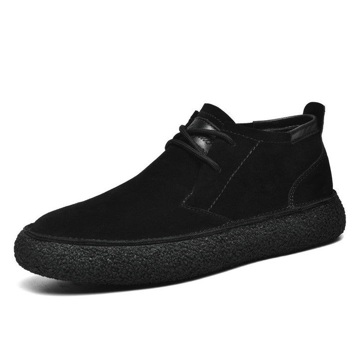 Men’s Mid-Top Loafers with Lace-Up Closure and Textured Sole