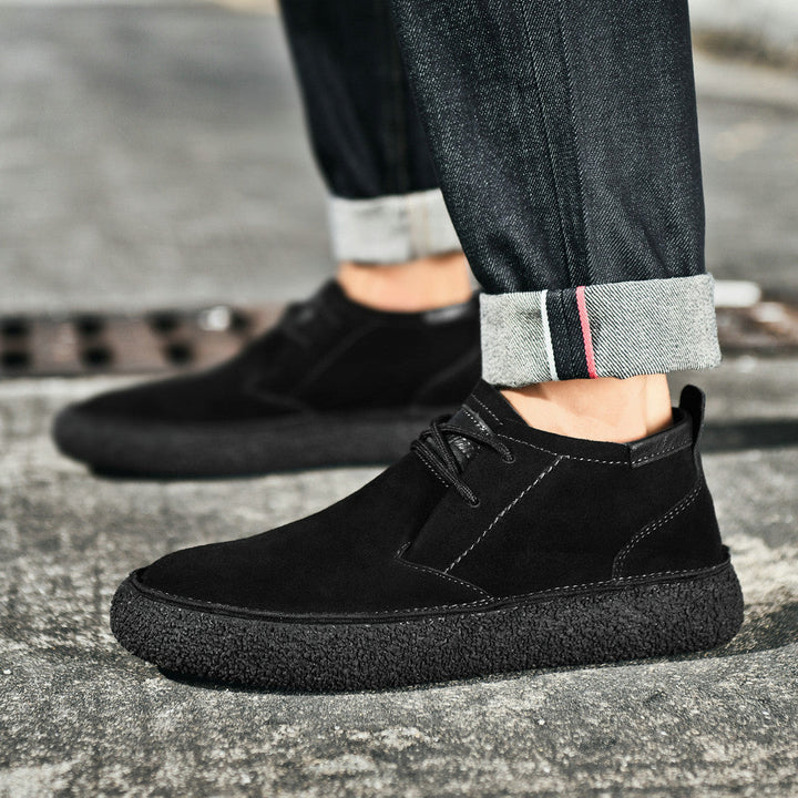 Men’s Mid-Top Loafers with Lace-Up Closure and Textured Sole