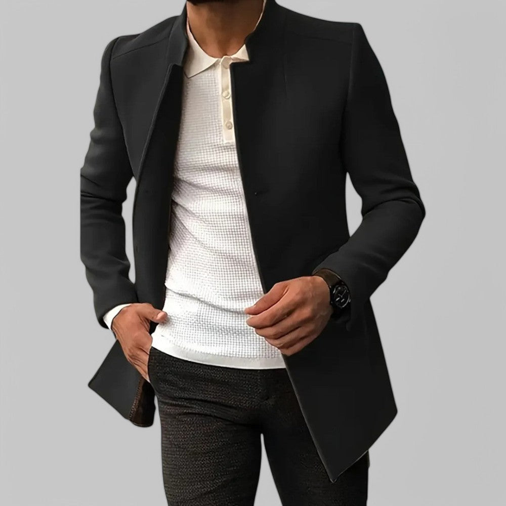 Men’s Smart Casual Coat with Buttoned Front and Structured Silhouette