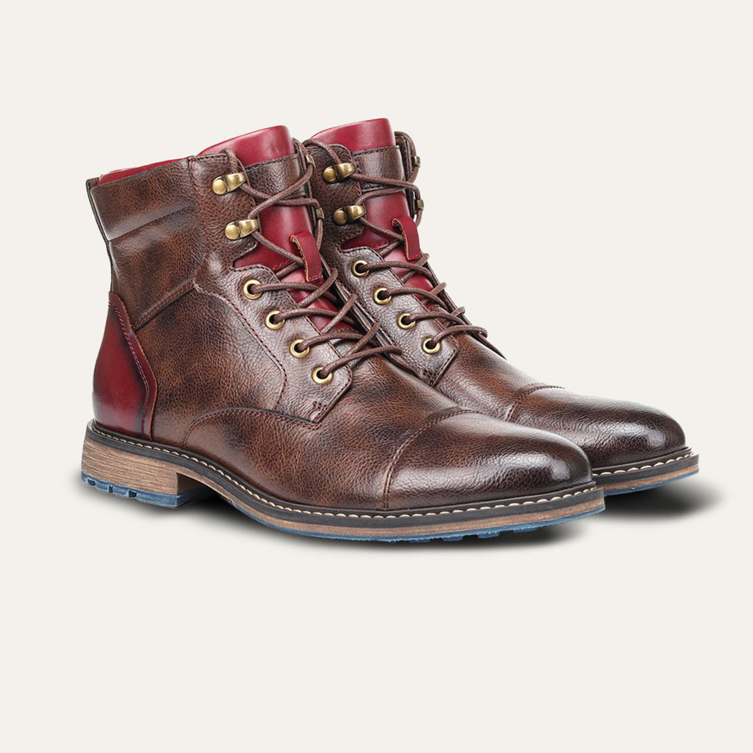 Men's Vintage Ankle Boots with Lace-up Closure and Rugged Design