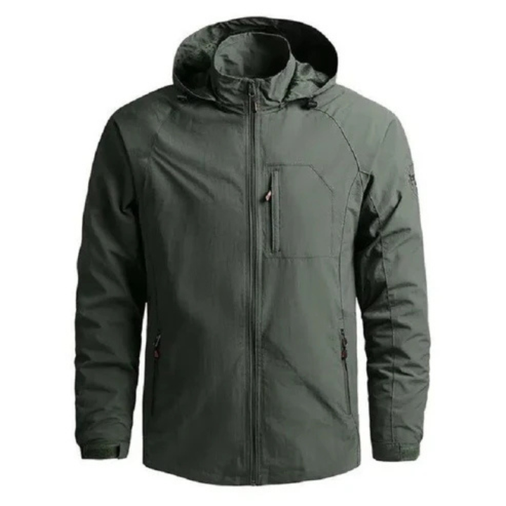 Men’s Winter Cargo Jacket with Zipper Closure and Multiple Pockets