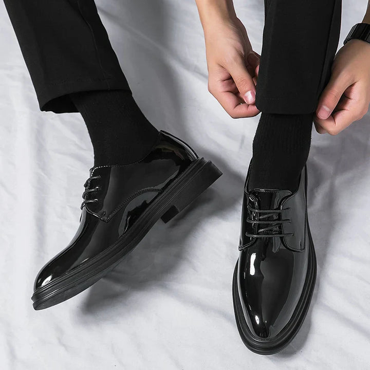 Men’s Derby Dress Shoes with Lace-Up Closure and Gloss Finish