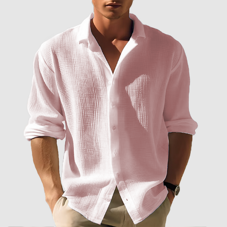 Men’s Button-Down Shirt with Button Closure and Short Sleeves